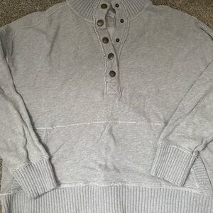 Aerie Gray Button-Up Sweatshirt